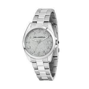 Karl Lagerfeld Montre pour femme en Acier InoxydableAcier Inoxydable en forme de rond de forme Rond, couleur : ARGENT, DIAMOND DUST, fonctionnalit&eacute;s