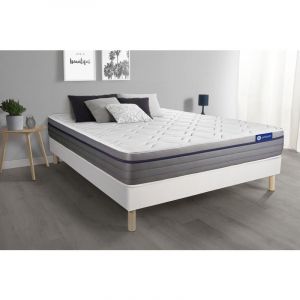 Ensemble matelas Mémoire de forme ACTIMEMO ZEN 160x200 Maxi épaisseur 7zones de confort + sommier KIT blanc