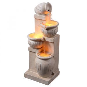 Teamson Fontaine Solaire Cascade 4 Niveaux LED Effet Pierre Naturelle, 72 cm