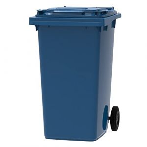 ESE - France Conteneur Poubelle à déchets 2 roues - 240L - Robuste et Économique - 100% Recyclé - Bleu - Fabriqué en France