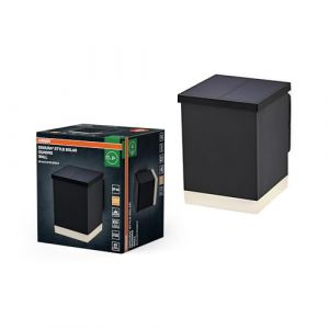 Osram Luminaire extérieur ENDURA STYLE SOLAR QUADRO WALL, 0,5W, 50lm, applique murale, gris foncé, éclairage indirect, batterie rechargeable, IP44, température de couleur 3000K, ton blanc chaud