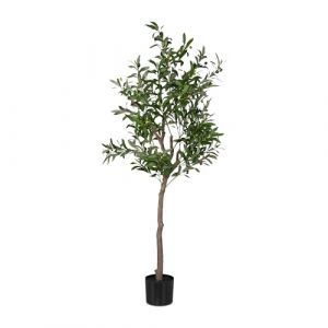 Relaxdays Olivier Artificiel, Olives, Arbre décoratif, détails réalistes, H x D : 150 x 65 cm, Vert et Marron