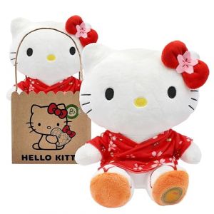 Hello Kitty avec kimono en peluche &eacute;cologique 14 x 13 x 24 cm