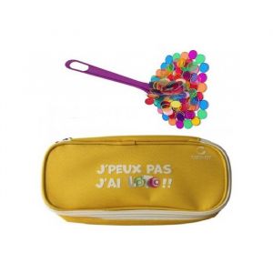 Kit loto complet 3 en 1 : 100 pions magn&eacute;tiques + baton ramasse jetons fushia + trousse rangement jaune - set accessoires jeu bingo et 1 carte