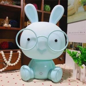 Bleu Mignon Bébé Lampe Lapin Veilleuse Led Lampe de Nuit De Noël Cadeau De C vet Décor Enfants Belle Lunettes Lapins L ière