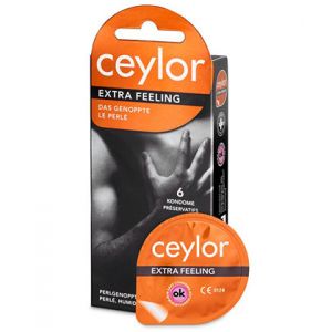 Ceylor *Extra Feeling* Schweizer Noppenkondome, verpackt im hygienischen Dösli