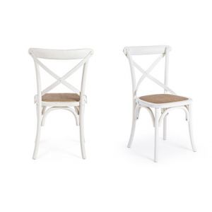 Image de Hellin Chaise bistrot en rotin (lot de 2) - estaminet - Blanc