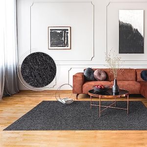 Paco Home Tapis Salon Chambre Adulte Poils Ras Motif Boho Uni Motif Scandinave Anthracite 200x280 cm