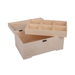 Rayher Coffret en bois av. insert 2pcs 28x18x13,5 cm 6 sections nature, 64027505