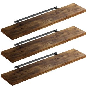 Étagère murale Étagère flottante 110cm Lot de 3 Chêne foncé + support