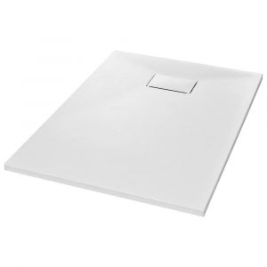 Bac de douche receveur de douche rectangulaire salle de bain maison int&eacute;rieur trou de drain standard de 9 cm SMC 100 x 70 cm blanc 02_0003444