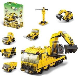 EKASN Véhicules Ingénierie et Tour de levage MODELE REDUIT A CONSTRUIRE 6 en 1-1000PCS-VEHICULE A CONSTRUIRE Cadeaux Enfants 6+ans