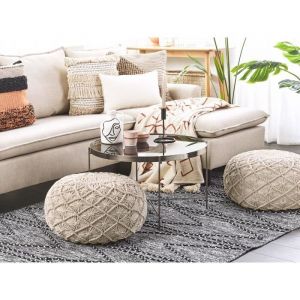Beliani Pouf en tissu beige 50x30cm