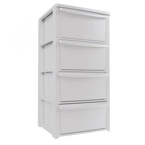 Commode 4 tiroirs Blanc - Meuble de Rangement Chambre Bureau Buanderie 39 x 38.5 x h 80.5 cm Art Plast
