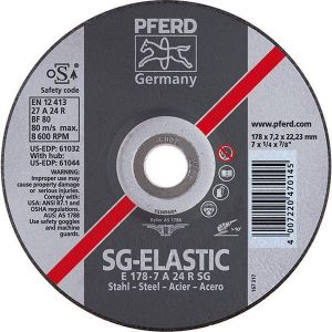 Pferd Disque &agrave; &eacute;barber SG-ELASTIC pour l'usinage de l'acier, &Oslash x Epais. : 125 x 4,1 mm, Mod&egrave;le Coud&eacute; Vitesse maxi. 12200 tr/mn
