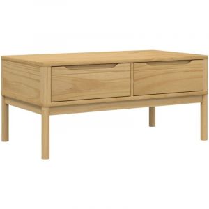 VidaXL Table basse FLORO cire marron 99x55,5x45 cm bois massif de pin, table d'appoint, table de salon, table à thé, table de canapé, table centrale