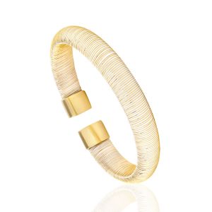 Cleor Bracelets Jonc en Argent 925/1000 Dor&eacute; et Silicone Blanc Femme blanc - Taille Unique