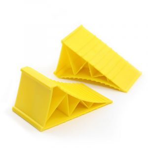 Lot de 2 Cales de roue – 220 x 125 x 100 mm – en Plastique robuste – Capacité max. 2 t – Sabot d'arrêt automobile pour Véhicule Remorque Voiture