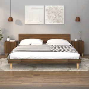 VidaXL Tables de Chevet Bois d'ingénierie Chêne Marron 2 pcs Brun