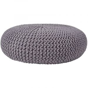 Pouf en tricot rond Gris foncé Très grand - Gris - Homescapes