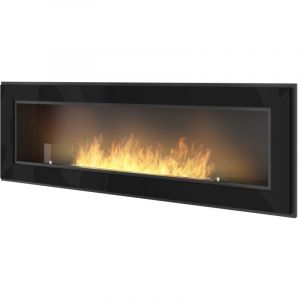 Cheminée au bioéthanol encastrable Frame 1500 SimpleFire avec verre noir