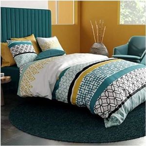 Housse de couette CITEDOR 220x240 + 2 taies 100% coton - 57 fils cm&sup2; - ALPES BLANC