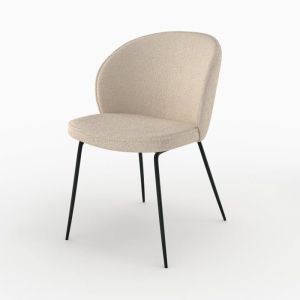 Rendez Vous D&eacute;co Chaise en tissu boucl&eacute; beige et pieds en m&eacute;tal - Groom - Rendez-Vous D&eacute;co