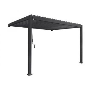 Pergola bioclimatique aluminium anthracite adoss&eacute;e lames orientables 4x3m Triomphe