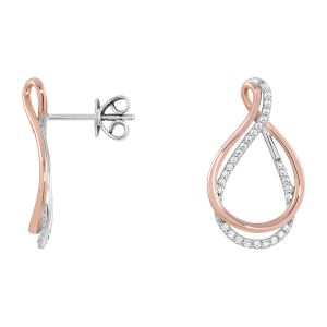 Image de Cleor Boucles d'oreilles ROSELINE en Argent 925/1000 Bicolore et Oxyde Blanc