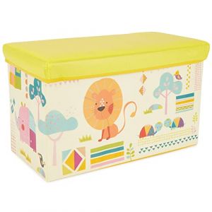 Bieco Boîte de Rangement de thème Zoo pour Enfants avec Siège Rembourré - Coffret à Jouets Unisexe avec Couvercle -