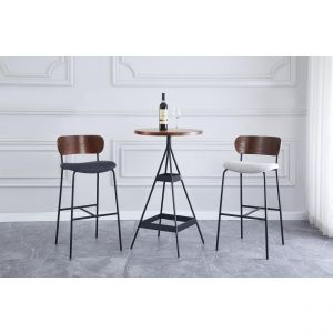 Lot de 2 tabourets de bar en métal et frêne simili cuir