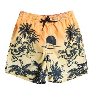 Quiksilver Short de bain avec suspensoir imprimé hawaien Orange - Couleur Orange - Taille 10-12 ans