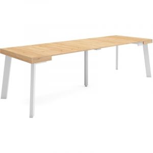 Table console extensible, Console meuble, 260, Pour 12 personnes, Pieds en bois, Style moderne, Chêne - Skraut Home