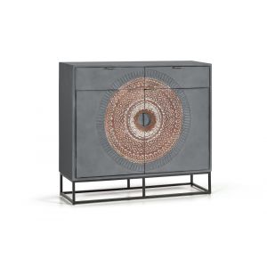 Commode En Manguier Et Pieds En Métal Gris Et Marron