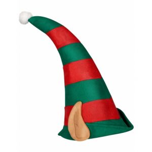 Bonnet Lutin Du Père Noël Rayé Avec Oreilles Adulte,