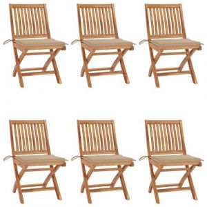 VidaXL Chaises pliables de jardin avec coussins 6 pcs Bois de teck