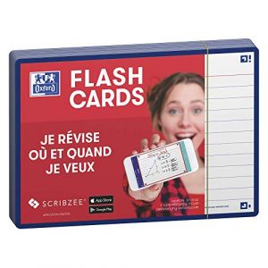 Oxford 80 flashcards - 10,5 x 14,8 cm - Flash 2.0 - Ligné - cadre bleu marine