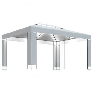 VidaXL Tonnelle avec guirlande lumineuse 3x4 m Blanc