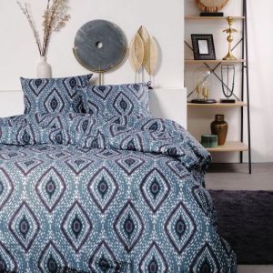 Today Housse De Couette Lit Double "Sunshine" En Coton Imprimé Fantaisie - Bleu - 220 X 240 Cm