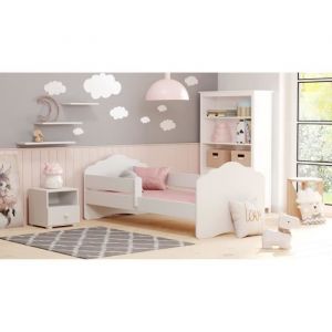 Image de Lit simple pour enfants - DMORA - Mod&egrave;le nuage - Protection antichute - Blanc