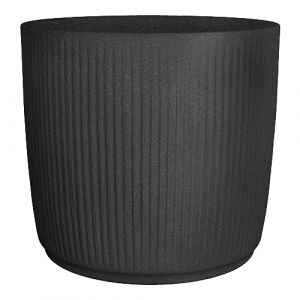 Scheurich Linetto 40 - Pot de Fleurs Rond - Noir Pierre - Fabriqu&eacute; en Plastique recycl&eacute; - pour l'ext&eacute;rieur