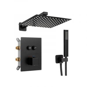 Desconocido Silla Élégant Colonne de Douche en Laiton Encastrée, Ensemble de Douche termostatique, Noir