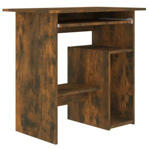 Bureau Table Poste De Travail Meuble D'ordinateur Informatique Étude Chêne Fumé 80 X 45 X 74 Cm Bois D'ingénierie Brun Helloshop26 02_0023590