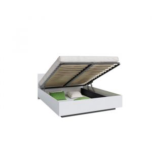 Kids Literie - Lit coffre Lima 160 x 200 cm avec sommier &agrave; lattes relevable Blanc