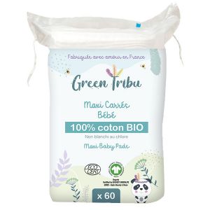 Green Tribu Maxi Carr&eacute;s B&eacute;b&eacute; 100% Coton Bio &ndash; x60