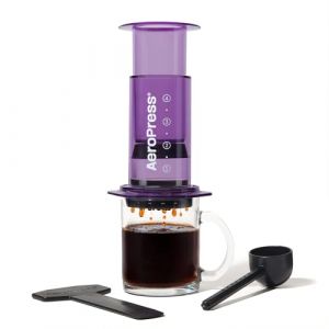 AeroPress Cafetière Clear Violette – Méthode 3 en 1 combinant cafetière à piston et espresso – Café corsé sans amertume – Petite machine à café portable pour camping & voyage, Violet (Astra FR, neuf)