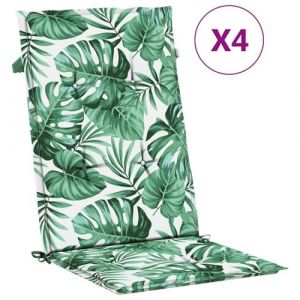 VidaXL Coussins de chaise à dossier haut 4 pcs modèle de feuille tissu