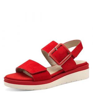 Tamaris Comfort Femmes Sableales Plates en Cuir avec Boucle, Rouge (Rouge Suede), 36 EU