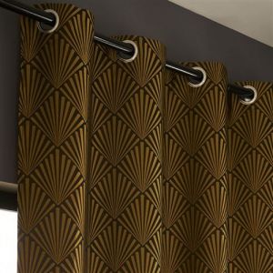 Rideau tamisant, Tilda noir et dor&eacute; l.140 x H.260 cm
