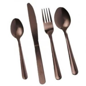 Ménagère 16 pièces en inox coloris cuivre